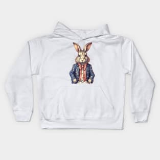 4th of July Rabbit Portrait Kids Hoodie